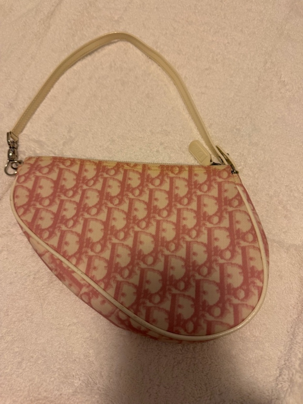 Vintage Christian Dior pink monogram saddle pochette - Picture 2 of 14
